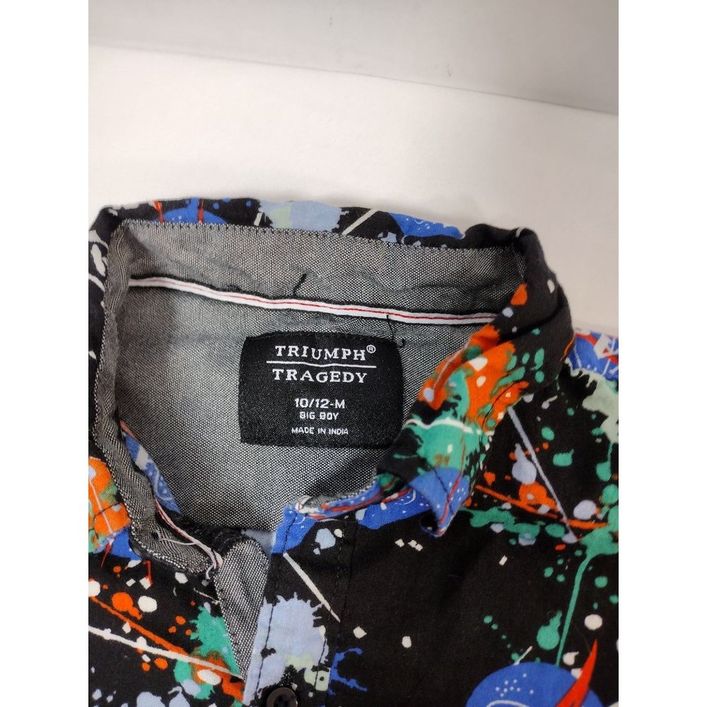 Triumph Over Tragedy Nasa Shirt Boys size 10/12 Med button front short sleeve - Picture 2 of 10